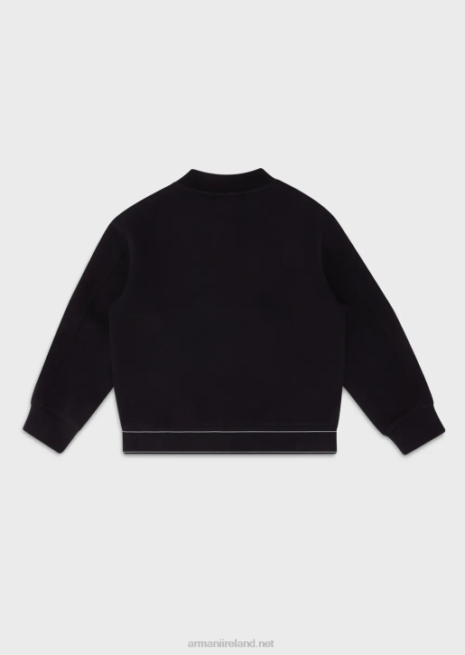Boy 086V2434 Double-Jersey Sweatshirt With Zip And Logo Stripe Armani Navy Blue