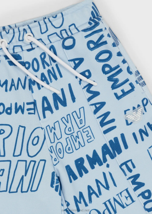 Boy 086V2435 Jersey-Fleece Drawstring Board Shorts With All-Over Ea Crew Lettering Armani