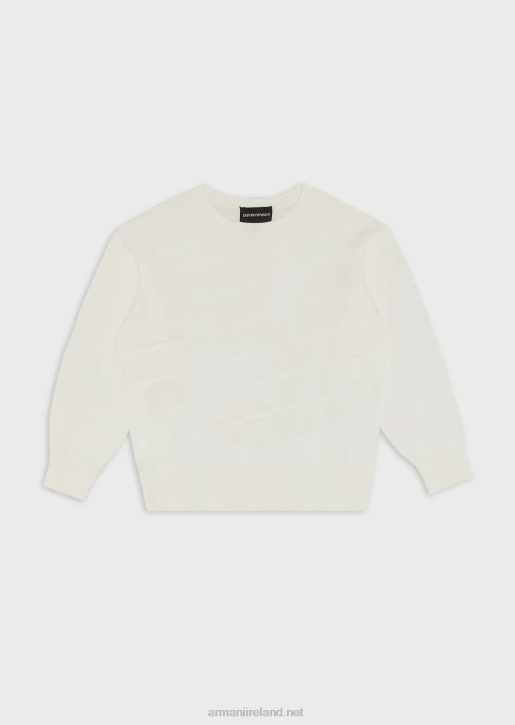 Boy 086V2436 Jumper With Oversized Ea Inlay Armani White