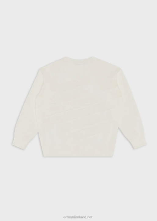 Boy 086V2436 Jumper With Oversized Ea Inlay Armani White