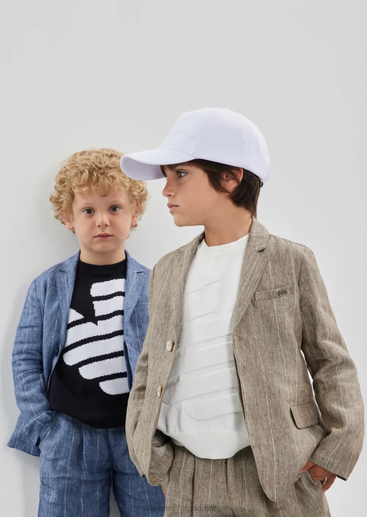 Boy 086V2436 Jumper With Oversized Ea Inlay Armani White