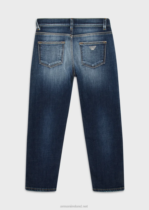 Boy 086V2437 J75 Faded Stretch-Denim Jeans Armani Medium Blue