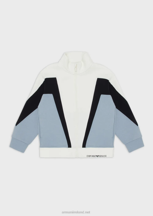 Boy 086V2441 Double-Jersey, Full-Zip Sweatshirt With Colour-Block Details Armani Azure