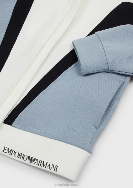 Boy 086V2441 Double-Jersey, Full-Zip Sweatshirt With Colour-Block Details Armani Azure