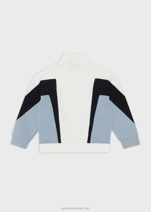 Boy 086V2441 Double-Jersey, Full-Zip Sweatshirt With Colour-Block Details Armani Azure