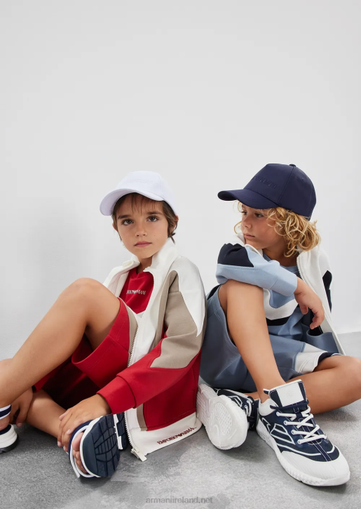 Boy 086V2441 Double-Jersey, Full-Zip Sweatshirt With Colour-Block Details Armani Azure
