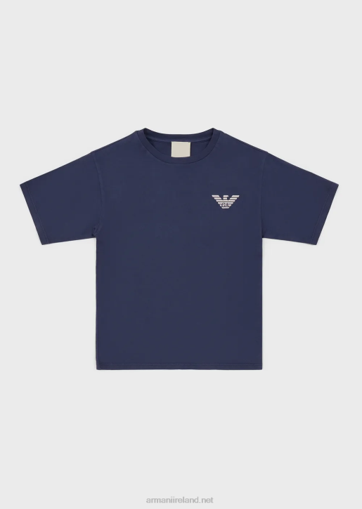 Boy 086V2444 Sustainable Collection Garment-Dyed Organic-Jersey T-Shirt Armani Electric Blue
