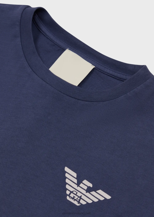 Boy 086V2444 Sustainable Collection Garment-Dyed Organic-Jersey T-Shirt Armani Electric Blue