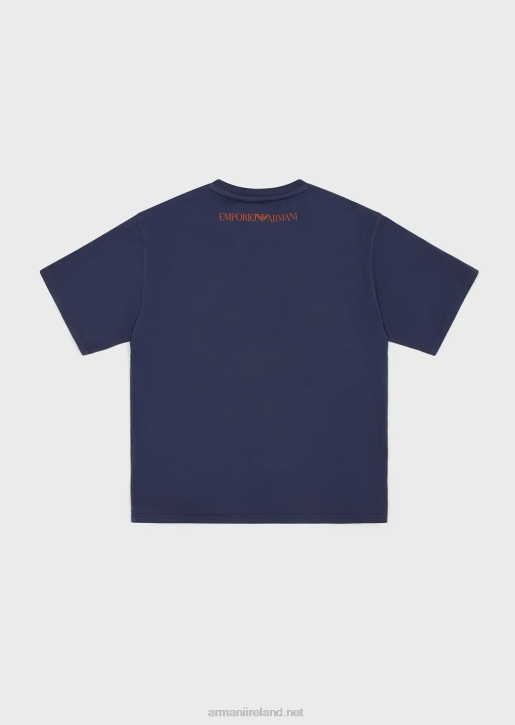 Boy 086V2444 Sustainable Collection Garment-Dyed Organic-Jersey T-Shirt Armani Electric Blue
