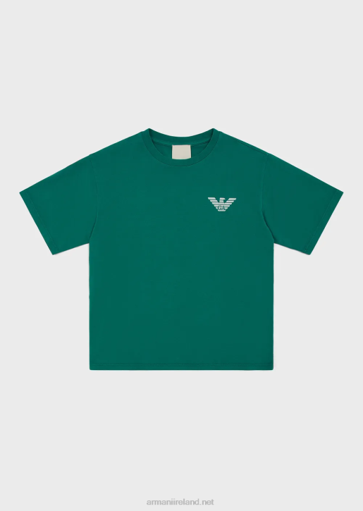 Boy 086V2445 Sustainable Collection Garment-Dyed Organic-Jersey T-Shirt Armani Green