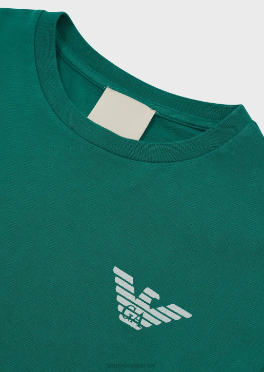 Boy 086V2445 Sustainable Collection Garment-Dyed Organic-Jersey T-Shirt Armani Green