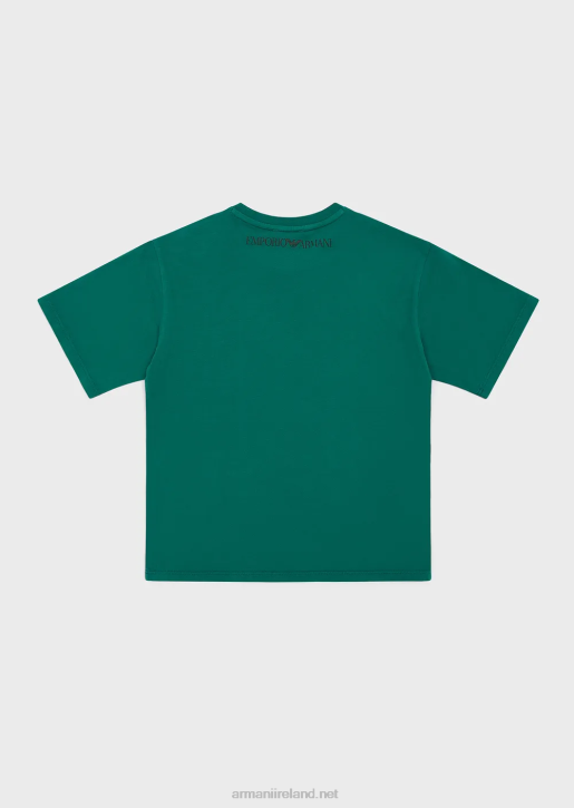 Boy 086V2445 Sustainable Collection Garment-Dyed Organic-Jersey T-Shirt Armani Green