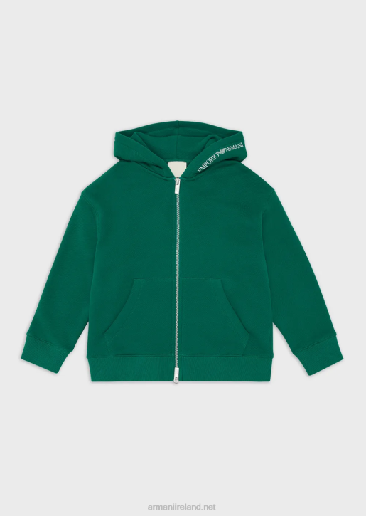 Boy 086V2446 Sustainable Collection Hooded, Organic-Cotton Zip-Up Sweatshirt Armani