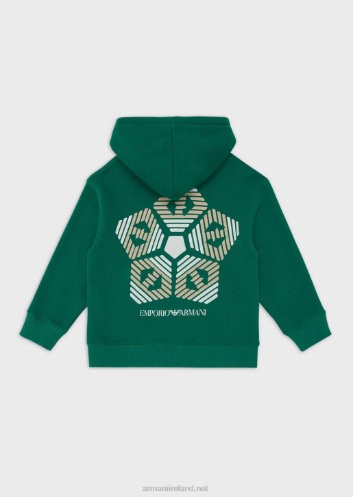 Boy 086V2446 Sustainable Collection Hooded, Organic-Cotton Zip-Up Sweatshirt Armani