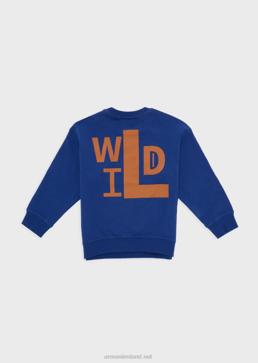 Boy 086V2447 Sustainable Collection Wild-Print Organic Jersey Sweatshirt Armani Electric Blue