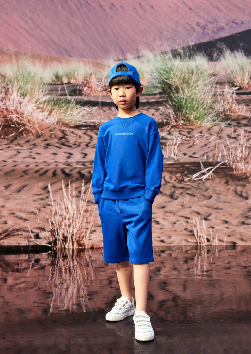 Boy 086V2447 Sustainable Collection Wild-Print Organic Jersey Sweatshirt Armani Electric Blue