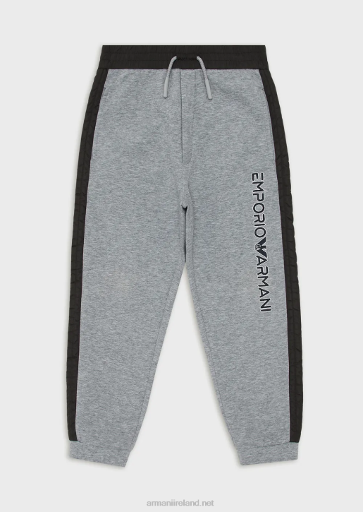 Boy 086V2448 Double-Jersey Joggers With Stencil Logo Armani Melange Gray