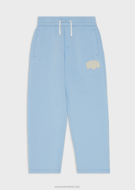 Boy 086V2449 Double-Jersey Drawstring Trousers With Logo Patch Armani Azure