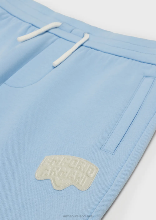 Boy 086V2449 Double-Jersey Drawstring Trousers With Logo Patch Armani Azure