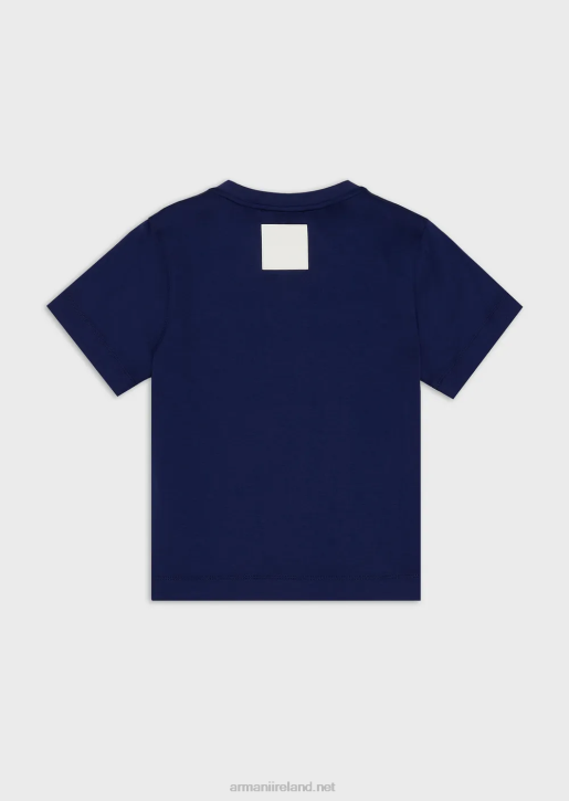 Boy 086V2451 Tencel Blend Jersey T-Shirt With Logo Embroidery Armani Midnight Blue