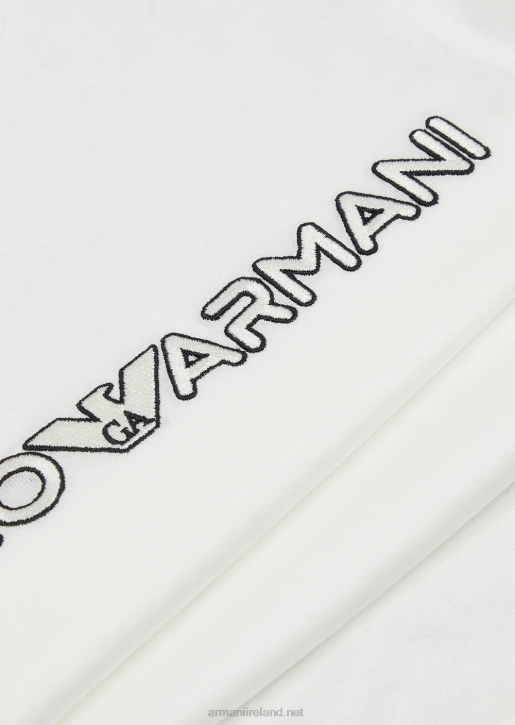 Boy 086V2452 Tencel Blend Jersey T-Shirt With Logo Embroidery Armani White