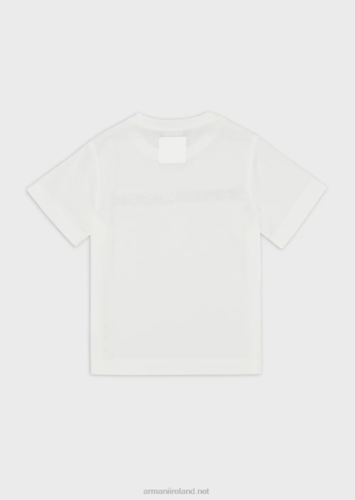 Boy 086V2452 Tencel Blend Jersey T-Shirt With Logo Embroidery Armani White