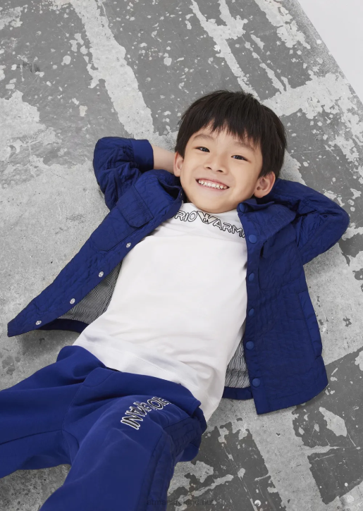 Boy 086V2452 Tencel Blend Jersey T-Shirt With Logo Embroidery Armani White