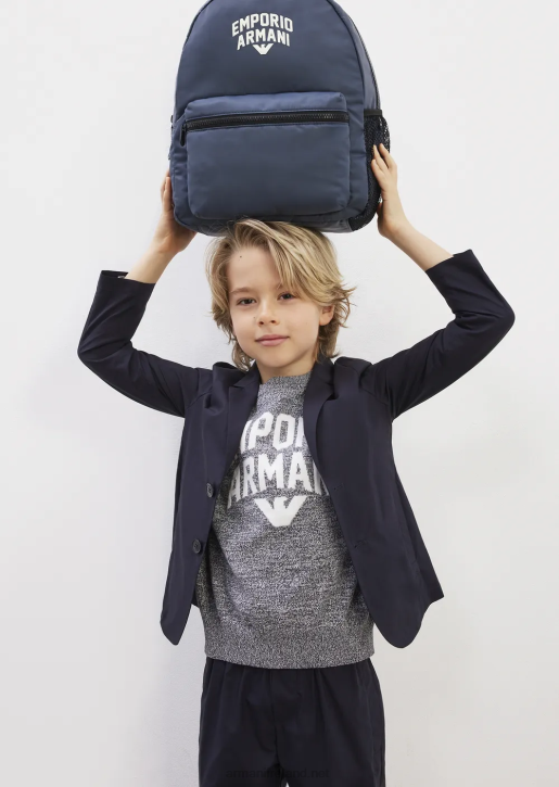 Boy 086V2455 Single-Breasted Jacket With Lapels Armani Navy Blue