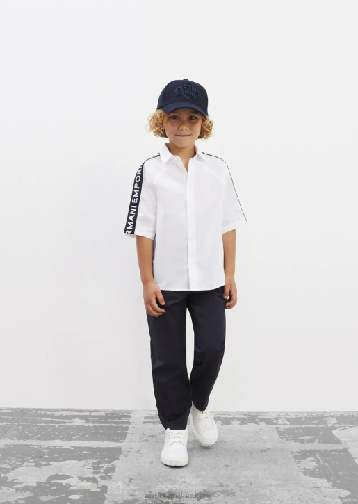 Boy 086V2459 Cotton Trousers With Elasticated Waist Armani Navy Blue