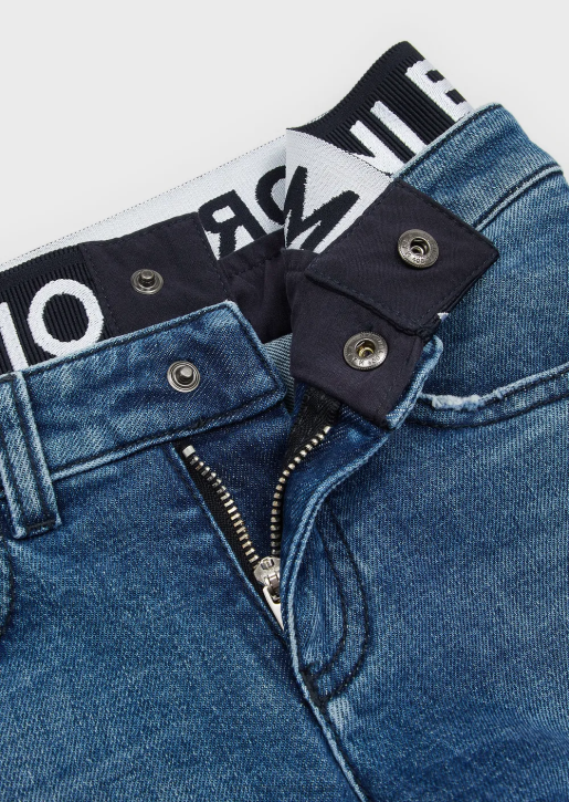 Boy 086V2461 J17 Denim Jeans With Logo Insert At The Waist Armani Navy Blue