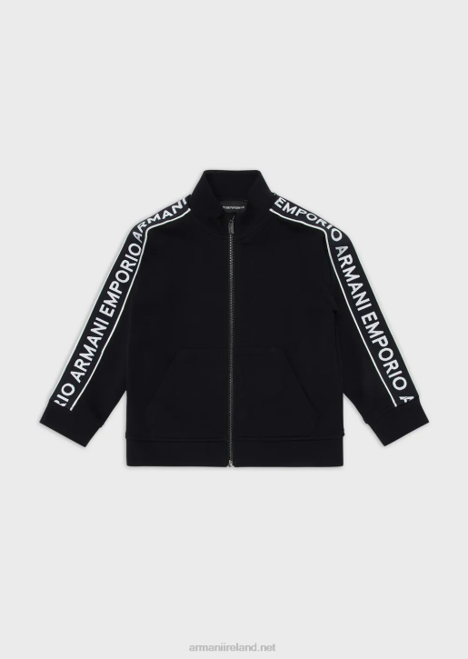 Boy 086V2464 Double-Jersey Full-Zip Sweatshirt With Logo Tape Armani Navy Blue