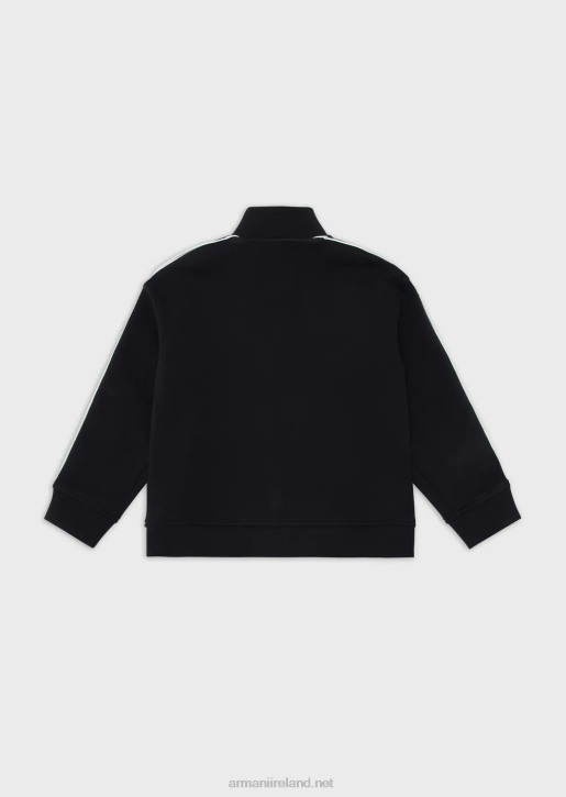 Boy 086V2464 Double-Jersey Full-Zip Sweatshirt With Logo Tape Armani Navy Blue