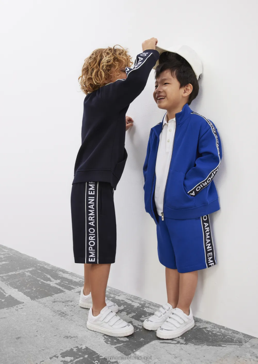 Boy 086V2464 Double-Jersey Full-Zip Sweatshirt With Logo Tape Armani Navy Blue