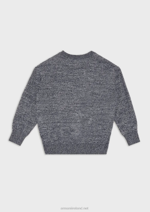 Boy 086V2467 Melange-Weave Jumper With Jacquard Logo Armani Gray
