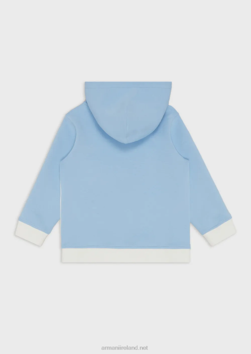Boy 086V2468 Double-Jersey Hooded Sweatshirt With Emporio Armani LogoWhite