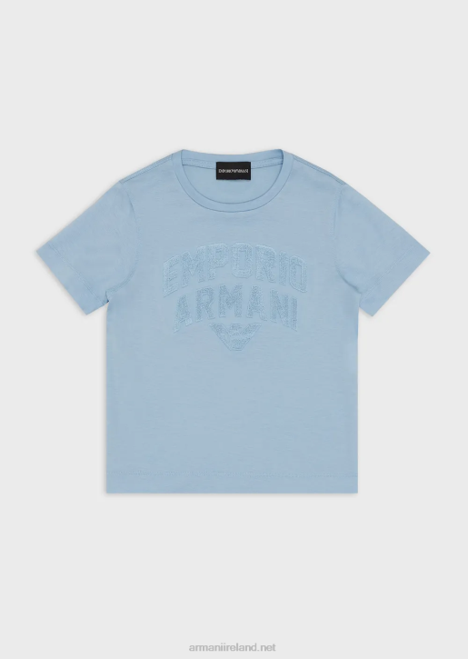 Boy 086V2470 Tencel Blend Jersey T-Shirt With Matching Emporio Armani LogoAzure