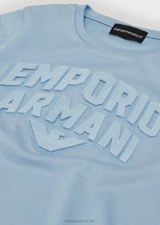 Boy 086V2470 Tencel Blend Jersey T-Shirt With Matching Emporio Armani LogoAzure