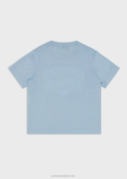 Boy 086V2470 Tencel Blend Jersey T-Shirt With Matching Emporio Armani LogoAzure