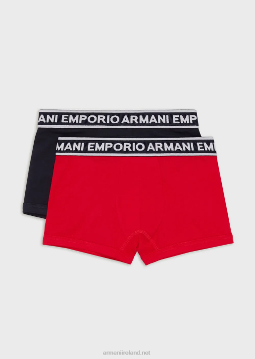 Boy 086V2472 Two-Pack Of Boxer Briefs With Logo Waistband Armani Navy Blue