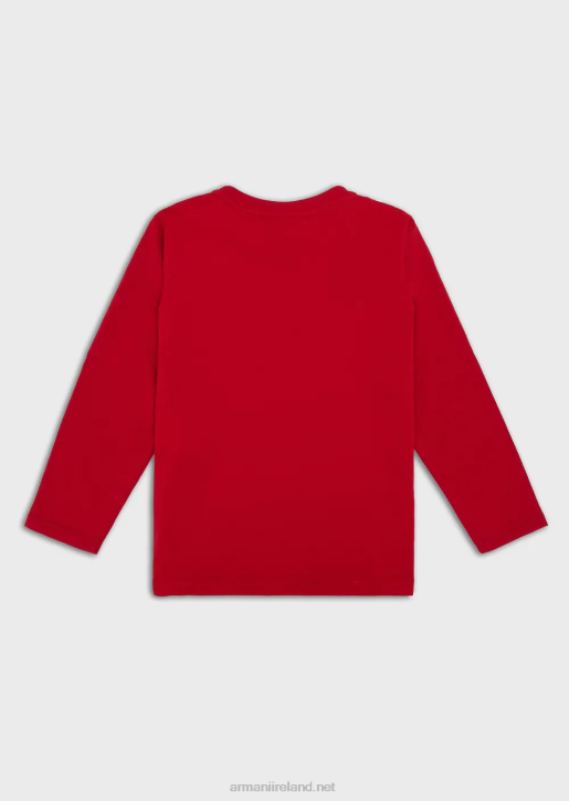 Boy 086V2474 Pima-Jersey Jumper With Logo Armani Red Logo