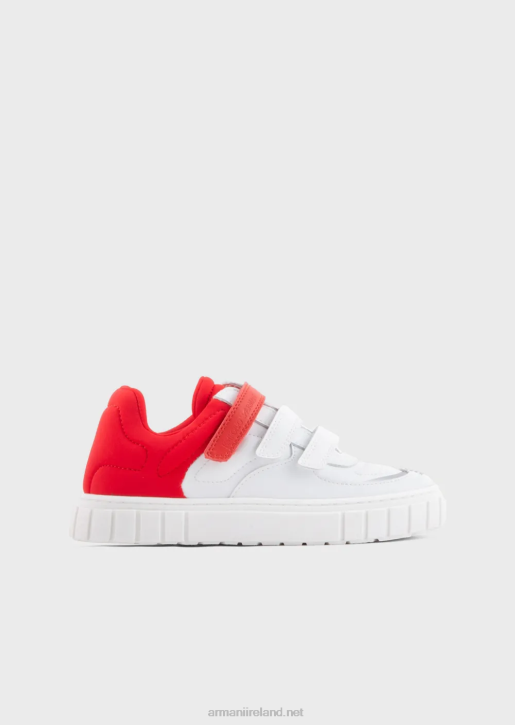 Boy 086V2478 Sneakers With Velcro And Stitched Elastic Insert Armani White