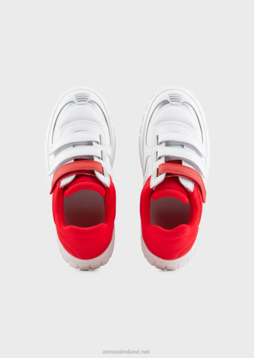 Boy 086V2478 Sneakers With Velcro And Stitched Elastic Insert Armani White