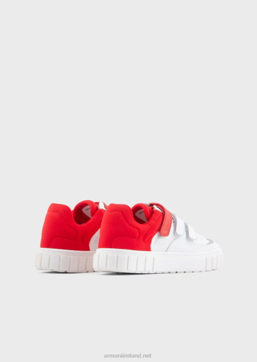 Boy 086V2478 Sneakers With Velcro And Stitched Elastic Insert Armani White