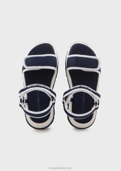 Boy 086V2480 Fabric Sandals With Tape And Velcro Armani Black