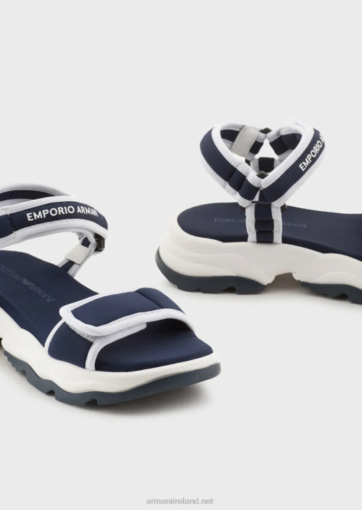 Boy 086V2480 Fabric Sandals With Tape And Velcro Armani Black