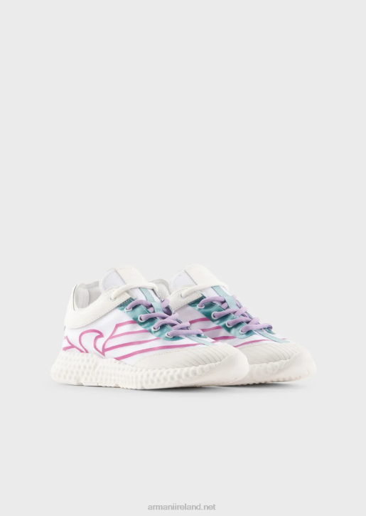 Boy 086V2481 Rubber And Nylon Sneakers With Oversized Eagle Armani White