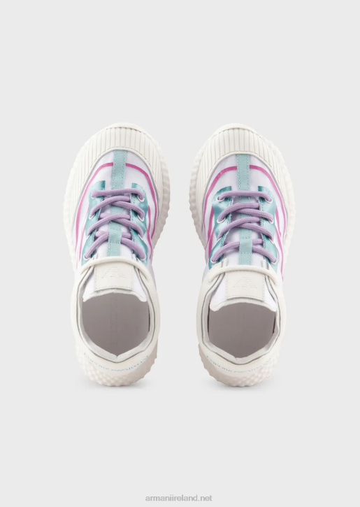 Boy 086V2481 Rubber And Nylon Sneakers With Oversized Eagle Armani White