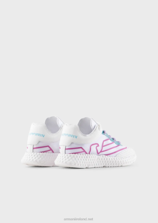 Boy 086V2481 Rubber And Nylon Sneakers With Oversized Eagle Armani White