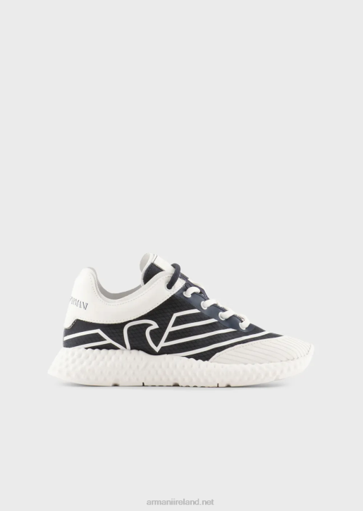 Boy 086V2482 Rubber And Nylon Sneakers With Oversized Eagle Armani Navy Blue