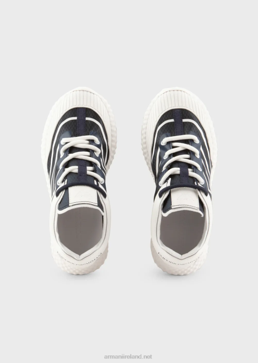 Boy 086V2482 Rubber And Nylon Sneakers With Oversized Eagle Armani Navy Blue